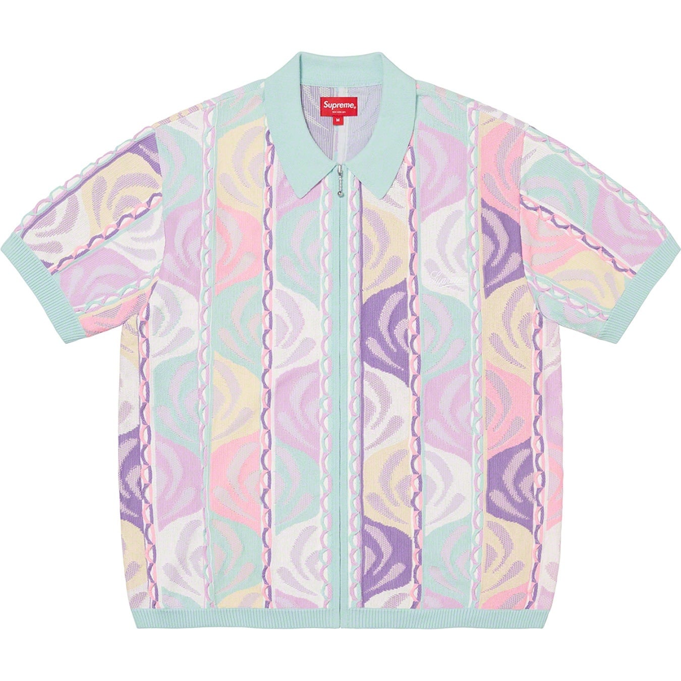 Abstract Textured Zip Up Polo view 7